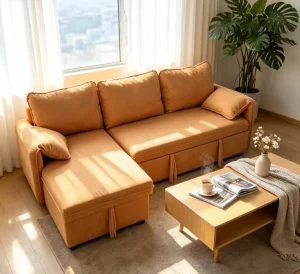 Modern L-Shape Corner Sofa with Storage Aluminum Frame 3-Seater Reclining Lounge Settee for Urban Living Hotel Use