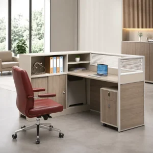 Modern L Shape Office Workstation Desk with Privacy Screen Storage Cabinet Employee Cubicle Furniture OEM Custom Manufacturer