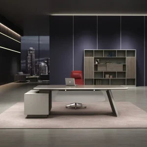 Modern L-Shaped Manager Desk with Storage Cabinet Office Workstation
