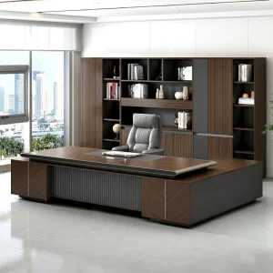 Modern L shaped Modular Executive Office Desk and Chair Set with Luxury High End Boss Desk Lamp