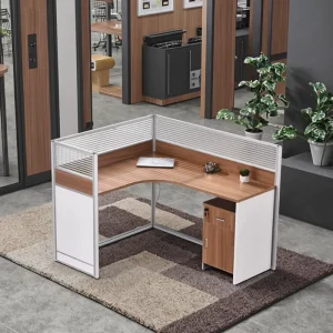 Modern L shaped Modular Office Desk Workstation Cubicle for Employees 3 4 6 Person Wooden Panel Combination