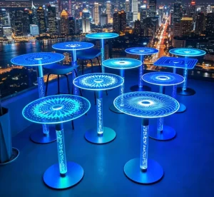 Modern LED 16 RGB Bar Luminous Furniture Set for Coffee Shops Customizable Terrace Atmosphere Table Remote Control