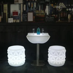 Modern LED Light up Plastic Square Coffee Table Set Color Changing RGB Glowing Furniture for Hotel and Bar Use