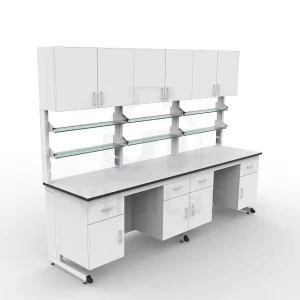 Modern Lab Bench Industrial Laboratory Work Table Chemical Resistant Metal Workstation Epoxy Powder Coating Strong Alkali Water
