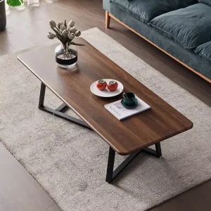 Modern Large Coffee Table with Metal Frame Non Slip Feet Stable Centre Table for Home Office or Hospitality Room