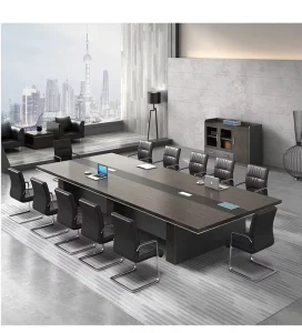 Modern Large Rectangular Wood Panel Conference Table Office Furniture Meeting Desk for 12 Persons