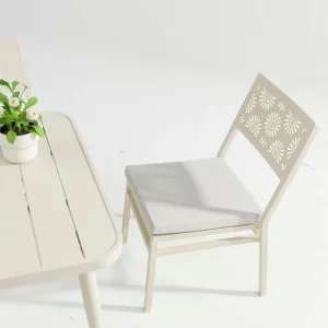 Modern Laser Cut Aluminum Outdoor Dining Chair Stackable Metal Garden Chairs Waterproof Patio Furniture for Hotel Cafe