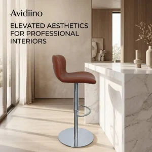 Modern Leather Bar Stool Stainless Steel Frame Eco Friendly Durable Commercial Furniture Home Bar Restaurant Dining Villa