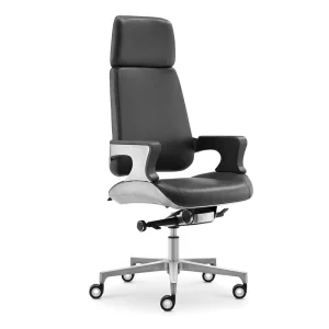 Modern Leather Executive Chair Aluminum Alloy Frame Adjustable Height Solid Durable Structure Comfortable Workshop Home Office