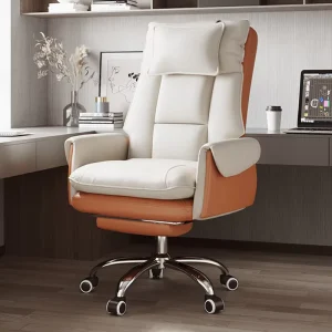 Modern Leather Executive Office Chair with Swivel Reclining Adjustable Height Metal Frame Luxury Comfort for Computer Use