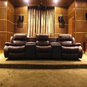 Modern Leather Metal Frame Home Theater Sofa with Electric Function for Home Office Movie Theater Audio Visual Rooms