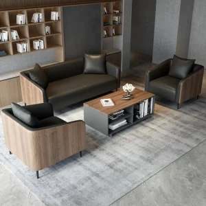 Modern Leather Office Furniture Commercial Reception Sectional Sofa Set Modular Office Room Waiting Couches Apartments Hotels