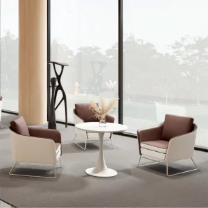 Modern Leather Oval Waiting Chair for Hotels Offices Apartments Durable Eco Friendly Easy to Clean Comfortable