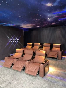 Modern Leather Power Theatre Recliner Sofa Armchair with Adjustable Cupholder for Home Mall Villa Basement Use