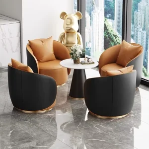 Modern Leather Reception Sofa 360 degree Rotation for Hotel Mall Beauty Salon Living Room Office Lobby Commercial Use Furniture