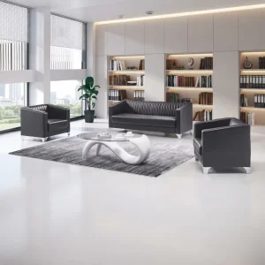 Modern Leather Sectional Office Sofa Set Three Seater Durable Eco Friendly Commercial Furniture for Apartment Home Office