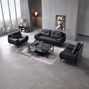 Modern Leather Sectional Office Sofa for Hotel and Office Reception Three Seat Commercial Furniture