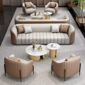 Modern Leather Three Seat Office Sofa for Hotel Lobby School Bedroom Living Room Commercial Use