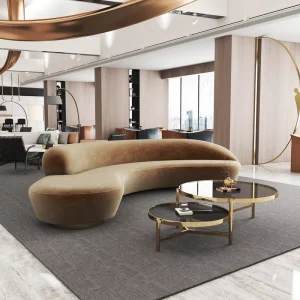 Modern Leather Velvet Curved Lobby Reception Sofa Salon Shopping Mall Waiting Sofa Leisure Hotel Sofa Lobby Furniture