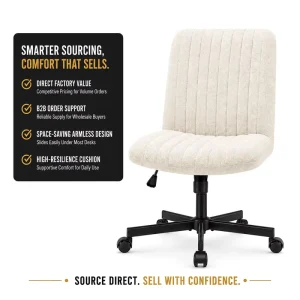 Modern Leisure Chair Custom Logo Wide Seat Armless Swivel Office Chair with Wheels