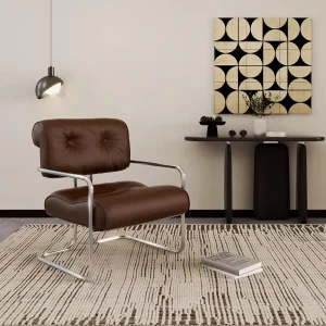 Modern Leisure Chair Leather Tubular Steel Multi functional Living Room Bedroom Apartment Furniture