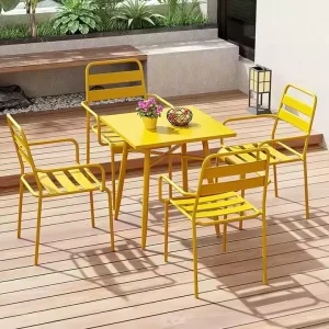 Modern Leisure Metal Frame & Table Chair for Outdoor Dining in Hotel Living Room Courtyard Garden Terrace & Balcony