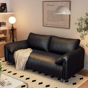 Modern Leisure Sofa Set PU Leather Sponge Filled Rectangle Design Eco Friendly Durable