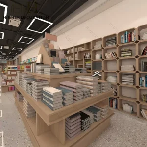Modern Library Book Storage Cabinet Freestanding Book Display Shelf for Retail Book Shop