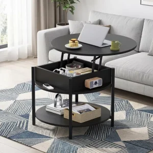 Modern Lift Top Coffee Table Storage Shelf Hidden Compartment 2 Tier Eco Friendly Customized Color Nordic Coffee Table