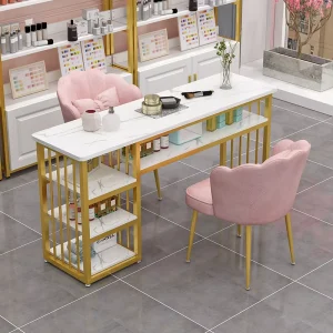 Modern Light Luxury Commercial Nail Salon Station with Drawers Wood Top Durable Eco Friendly Easy Clean Manicure Table