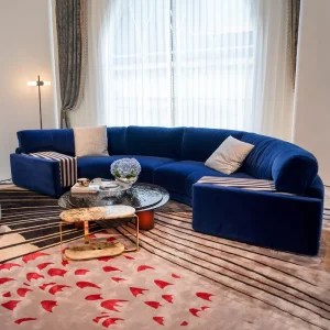 Modern Light Luxury Curved Sectional Sofa Set Living Room Furniture High End Velvet Fabric Couch Hotel Apartment Sofa for Villa