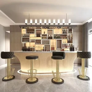 Modern Light Luxury Durable Bar Chair Black Metal Stainless Steel Bar Stool Metal Legs