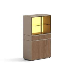 Modern Light Luxury Executive Filing Cabinet with Adjustable Height Movable Base Wood Matte Panel for Home Office Workshop Use