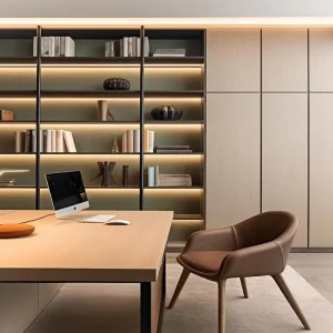 Modern Light Luxury Glass Door Bookshelf Factory Custom High end Display Cabinet for Book & Decor Collection