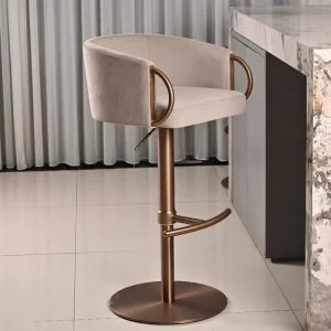 Modern Light Luxury Heavy Duty Metal Frame Height Adjustable Swivel Bar Chair for Commercial Counter Height Stool Bar Stool