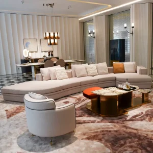 Modern Light Luxury Living Room Sectional Sofa High End Fabric Villa Sofa Sets Home Furniture Customized Leather Sectional Couch