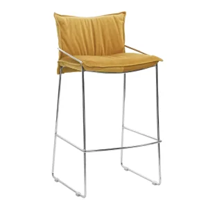 Modern Light Luxury Metal Bar Stool Upholstered Bar Chair with Backrest and Armrests for Restaurant and Club