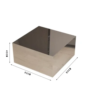 Modern Light Luxury Minimalist Irregular Mirror Top Durable Coffee Table Silver Stainless Steel Dining Living Room