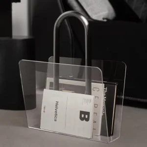 Modern Light Luxury Portable Acrylic U shaped Magazine Bookshelf Rack for Living Room Office Desktop Floor