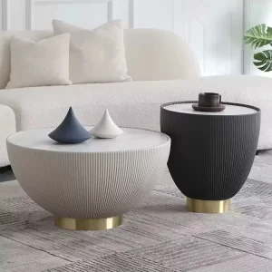 Modern Light Luxury Round Sintered Stone Household Creative Artificial Marble Coffee Table