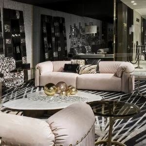 Modern Light Luxury Sectional Sofa Convertible for Apartment Mall Basement Living Rooms with High Density Sponge