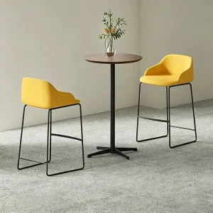 Modern Light Luxury Solid Wood Bar Stool Designer High Chair for Hotel Cafe & Public Reception Area