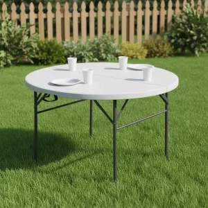 Modern Lightweight Banquet Round Table Set for Home Bar Office Easy Assembly Dining Wedding Events Outdoor