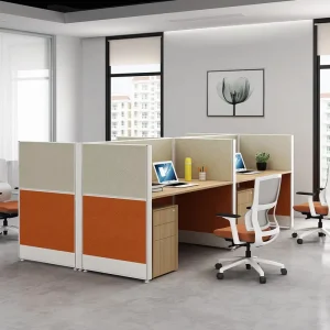 Modern Linear Modular Office Workstation Desk Aluminum Frame Warranty for 8 Person Hospital School