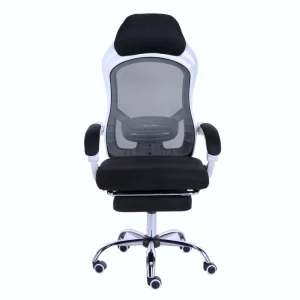 Modern Linkage Armrests Swivel Black Mesh Computer Work Chair, Ergonomic Office Chair with Leg Rest