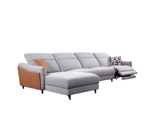 Modern Living Room Furniture Assembly L Shaped Linen Sofa Couch with USB Port Corner Reclined Sofa Set Living Room
