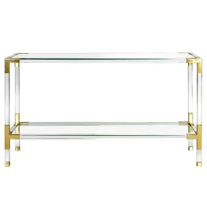 Modern Living Room Furniture Double Layer Stainless Steel Gold Corner Transparent Acrylic Solid and Durable Console Table