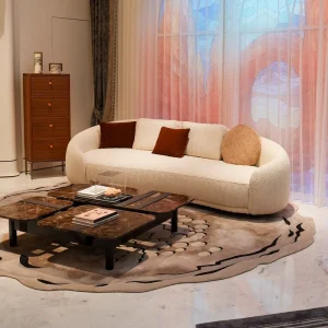 Modern Living Room Furniture Sofa Set Curved Light Luxury Sofa Couch Villa Apartment 3 4 Seater Leisure Sofa Fabric Couch