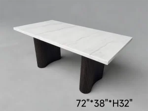 Modern Living Room Magnesium Oxide Marble Surface Square Coffee Table with Wood Legs
