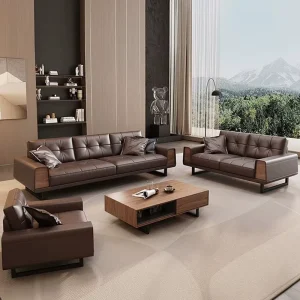 Modern Living Room PU Leather Sponge Filled Square Sectional Office and Leisure Combination Sofa
